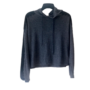 ultra flirt grey Hoodie Sweater with black lace sleeve detail